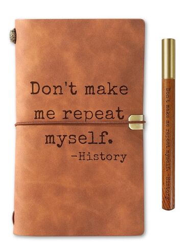 InnoBeta History Teacher Gifts, Leather Journal Notebook with Pen 7x5 Inches for Teacher Appreciation Day, Christmas, End of Term - Repeat in Saudi Arabia
