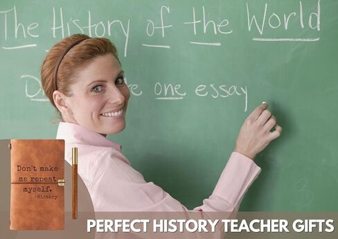 InnoBeta History Teacher Gifts, Leather Journal Notebook with Pen 7x5 Inches for Teacher Appreciation Day, Christmas, End of Term - Repeat in Saudi Arabia