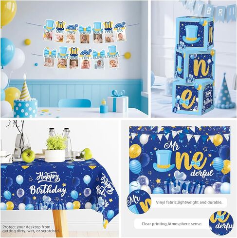 237pcs Mr Onederful Birthday Decorations Complete Party Set, Onederful 1st Birthday Boy Decor Serves 20 Guests, Mr-Onederful Party Supplies includes Balloon Arch and Tableware Kit, etc in Saudi Arabia