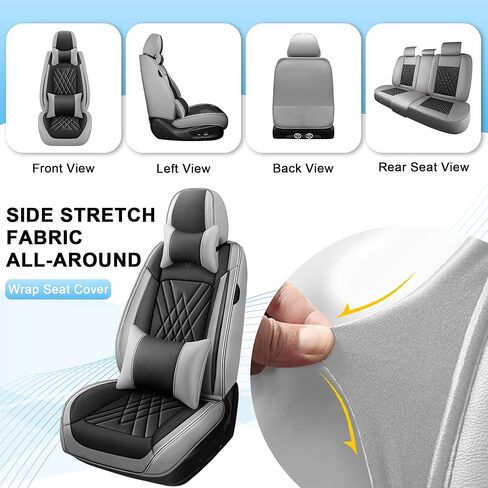 أغطية مقاعد مجموعة كاملة مناسبة لسيارة Toyota Sienna 2000-2026، غطاء مقعد جلدي مقاوم للماء لتغطية كاملة للسيارة، وسادة مقعد السيارة غير قابلة للانزلاق (أسود ورمادي) in Kuwait