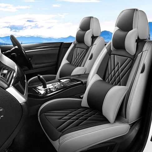 أغطية مقاعد مجموعة كاملة مناسبة لسيارة Toyota Sienna 2000-2026، غطاء مقعد جلدي مقاوم للماء لتغطية كاملة للسيارة، وسادة مقعد السيارة غير قابلة للانزلاق (أسود ورمادي) in Kuwait