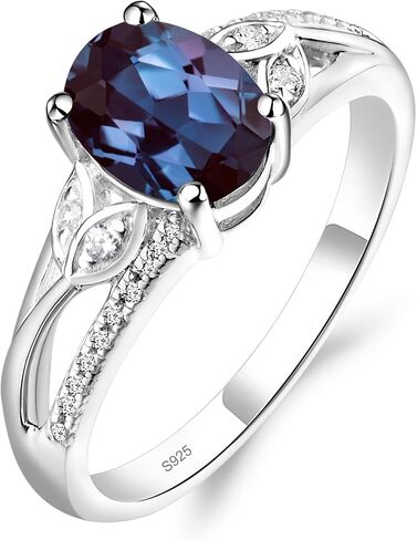 LUO 925 Sterling Silver Oval Shaped 8X6 MM Gemstone Ring Leaf Engagement Ring for Women in Kuwait