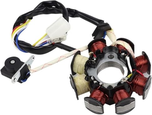 دراجة نارية الجزء الثابت لفائف FLYPIG 8 لفائف مغناطيسي الجزء الثابت GY6 49cc 50cc 125cc 150cc دراجات نارية ATV الذهاب صالح للدراجة النارية فيسبا ملف مغناطيسي in Saudi Arabia