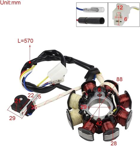 دراجة نارية الجزء الثابت لفائف FLYPIG 8 لفائف مغناطيسي الجزء الثابت GY6 49cc 50cc 125cc 150cc دراجات نارية ATV الذهاب صالح للدراجة النارية فيسبا ملف مغناطيسي in Saudi Arabia