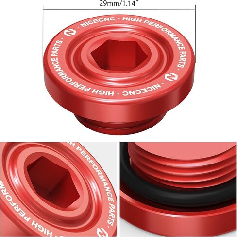 NICECNC Oil Filler Cap Drain Plug Compatible with Yamaha Raptor 700 YFM700 2013 2015-2024, Raptor 700R YFM700R 2009 2011 2012 2013 2015-2024, Wolverine X4 4x4 XT-R 2020, See Fitments Red in Saudi Arabia