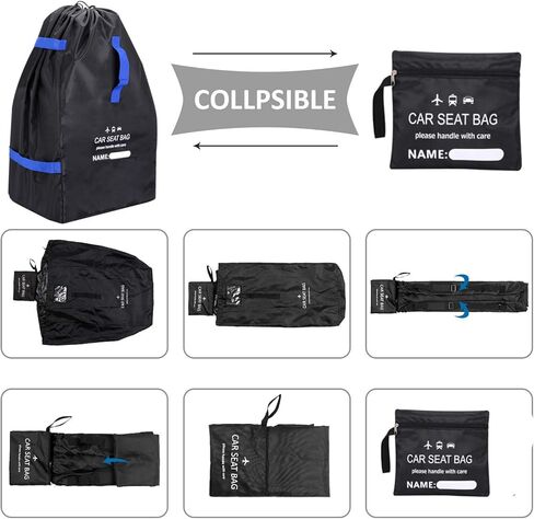 Car Seat Travel Bag Made with Water Resistant and Rip Resistant Fabric Universal Fit Travel Bag with Adjustable Back Straps with Padding Collapsible with Self Organizer Case Pocket(BLACK) in Saudi Arabia