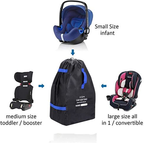 Car Seat Travel Bag Made with Water Resistant and Rip Resistant Fabric Universal Fit Travel Bag with Adjustable Back Straps with Padding Collapsible with Self Organizer Case Pocket(BLACK) in Saudi Arabia