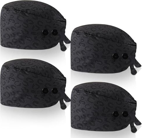 4 قطعة قبعات العمل مع زر وعصابة الرأس قابل للتعديل قبعات العمل قبعات فرك مرنة قبعات فرك ممرضة قبعات للنساء in Kuwait