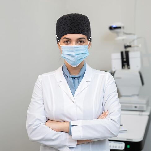 4 قطعة قبعات العمل مع زر وعصابة الرأس قابل للتعديل قبعات العمل قبعات فرك مرنة قبعات فرك ممرضة قبعات للنساء in Kuwait