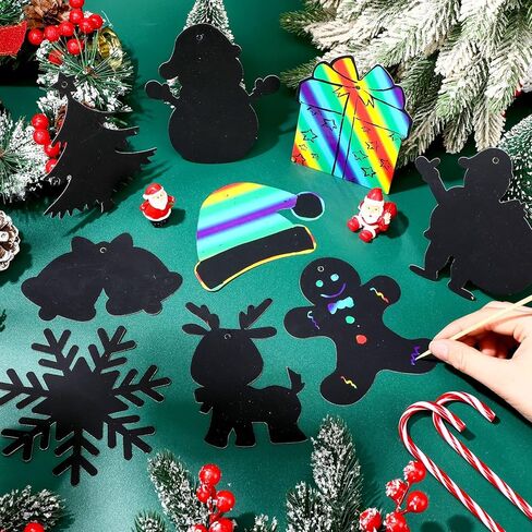 Motipuns 80 Pcs Christmas Scratch Cards for Boys Girls Rainbow Christmas Scratch Paper Christmas Tree Ornament Crafts Christmas Party Supplies for Winter Xmas Home Classroom DIY Activities in Saudi Arabia