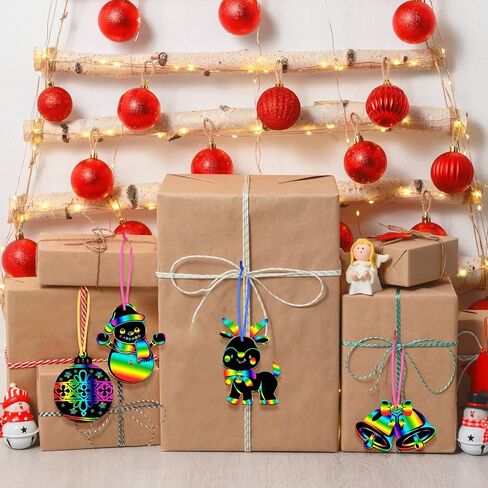 Motipuns 80 Pcs Christmas Scratch Cards for Boys Girls Rainbow Christmas Scratch Paper Christmas Tree Ornament Crafts Christmas Party Supplies for Winter Xmas Home Classroom DIY Activities in Saudi Arabia