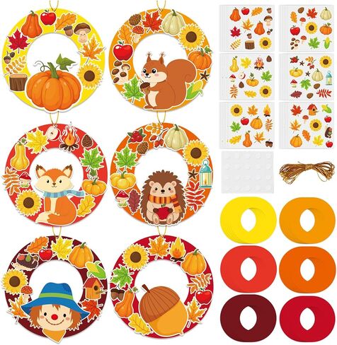 36 Sets Christmas Wreath Crafts Kits Xmas DIY Wreath Hanging Ornaments Santa Snowman Reindeer Gingerbread Man Cutout Winter Paper Art Craft Decoration for Classroom Home Party Favors Kids' Activities in Saudi Arabia