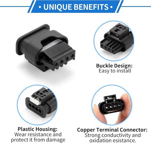 4 Pin Mass Air Flow Sensor Connector Plug Kit Compatible for BMW, Waterproof 1.2 mm Series Plastic Black Female Wire Terminal Connector in Saudi Arabia