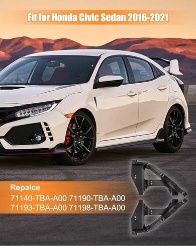 طقم تثبيت دعم المصباح الأمامي والمصد الأمامي مناسب لسيارة Honda Civic Sedan 2016-2021 استبدال 71140-TBA-A00 71190-TBA-A00 71193-TBA-A00 71198-TBA-A00 in Kuwait