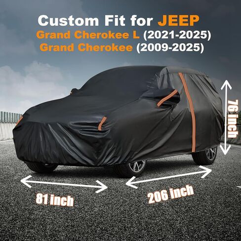 غطاء سيارة لسيارة جيب جراند شيروكي L 2021-2025، أغطية سيارات الدفع الرباعي الكاملة لجميع الأحوال الجوية في الهواء الطلق مع باب بسحاب، شريط مقاوم للرياح وشريط عاكس للحماية من الأشعة فوق البنفسجية للثلج والمطر والغبار والشمس in Saudi Arabia