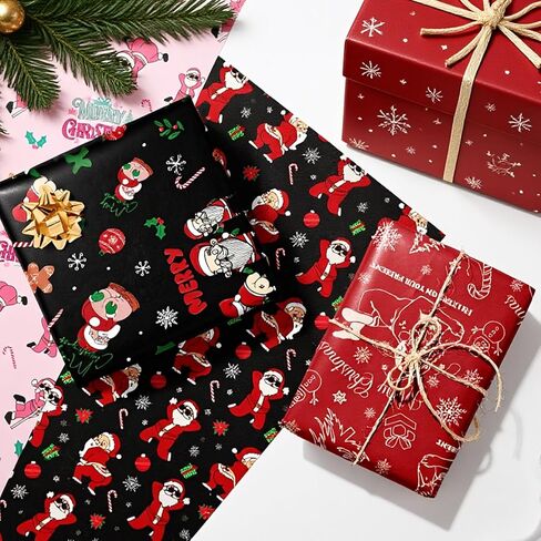 TAKEALOOKO Nutcracker Christmas Wrapping Paper - 12 Sheets of Fun Nutcracker & Reindeer Art Wrappaper, Ideal for Boys Girls Birthday Parties Holiday DIY Crafts Gift Packing, 19.7 x 27.6 Inches in Saudi Arabia
