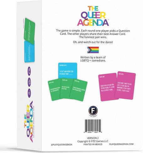 The Queer Agenda Party Game - 350 Sassy LGBTQ+ Cards for Hilarious Game Nights, Ages 17+, 3-10 Players, 30-60 Min Playtime, Made by Fitz Games in Saudi Arabia