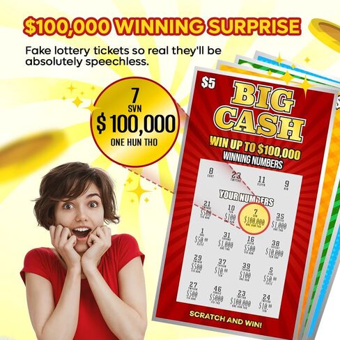 20 Pack Fake Lottery Tickets 2.25 x 4 Inches - Ultra Realistic Prank Scratch Off Tickets, $100K Winning Cards - Funny Gag Gift for Adults, Easy-to-Scratch, White Elephant, Parties & Stress-Free Laughs in Saudi Arabia