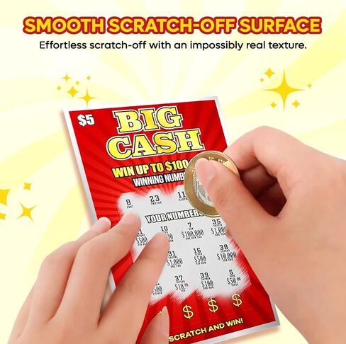 20 Pack Fake Lottery Tickets 2.25 x 4 Inches - Ultra Realistic Prank Scratch Off Tickets, $100K Winning Cards - Funny Gag Gift for Adults, Easy-to-Scratch, White Elephant, Parties & Stress-Free Laughs in Saudi Arabia