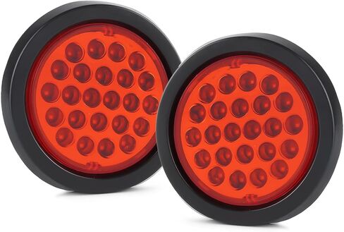 LIGBT 2PCS 4 inch Red Round LED Trailer Tail Light 24 LED 4'' Stop Brake Turn Signal Tail Lights with Rubber Grommet IP67 Waterproof for Truck Boat Trailer RV in Saudi Arabia