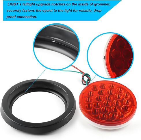 LIGBT 2PCS 4 inch Red Round LED Trailer Tail Light 24 LED 4'' Stop Brake Turn Signal Tail Lights with Rubber Grommet IP67 Waterproof for Truck Boat Trailer RV in Saudi Arabia