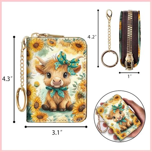 Credit Card Holder for Women, Tropical Leaves Abstract Small RFID Wallet with Zipper, Card Keychain Wallet, Leather Card Case, Business RFID Blocking Accordion Purse Wallet Gift in Kuwait