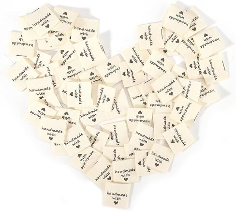 120pcs Sewing Labels for Handmade Items, Crochet Tags Handmade with Love Labels Personalized Fabric Tags Sew on Clothing Crochet Tags for Knitting, Quilting and Sewing Clothing DIY Crafts in Saudi Arabia