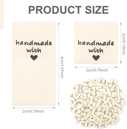 120pcs Sewing Labels for Handmade Items, Crochet Tags Handmade with Love Labels Personalized Fabric Tags Sew on Clothing Crochet Tags for Knitting, Quilting and Sewing Clothing DIY Crafts in Saudi Arabia