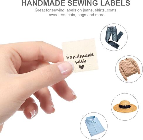 120pcs Sewing Labels for Handmade Items, Crochet Tags Handmade with Love Labels Personalized Fabric Tags Sew on Clothing Crochet Tags for Knitting, Quilting and Sewing Clothing DIY Crafts in Saudi Arabia