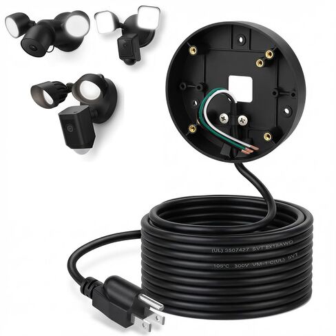 30ft/9M Power Cable with Adapter and Plug-in Mount Compatible with Blink Floodlight Cam, WYZE Floodlight Cam v2/Pro, eufy Floodlight E340, Electrical Box with Weatherproof Cord-(2in1 Mount & Cord Set) in Saudi Arabia