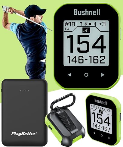 حزمة Bushnell Phantom 3 (أسود) Slope Golf GPS المحمولة - شاشة تعمل باللمس، والتعرف على المسار التلقائي والثقب، وإدخال النتيجة التلقائي مع شاحن PlayBetter المحمول، ومشبك الحزام وحلقة تسلق in Saudi Arabia