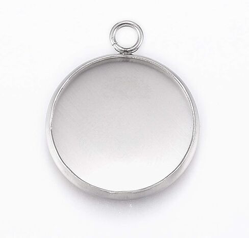 Generic 100Pcs Stainless Steel Photo/Quote Charm Pendants, Tarnish Resistant Bezel Settings for Jewelry Making, DIY Blank Pendant Trays Kit in Saudi Arabia
