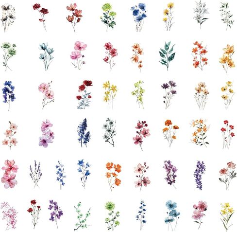 50PCS Flower Scrapbooking Stickers Set, Natural Botanical Stickers for Journals, Card Making, DIY Crafts, Letters, Transparent Adhesive Scrapbook Supplies in Saudi Arabia