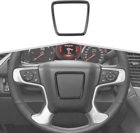 Center Consoles Steering Wheel Cover fit for GMC-Yukon 2014-2018,for GMC-Sierra 2014-2018 Steering Wheel Trim Interior Accessories,Carbon Fiber Finish in Saudi Arabia