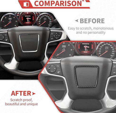 Center Consoles Steering Wheel Cover fit for GMC-Yukon 2014-2018,for GMC-Sierra 2014-2018 Steering Wheel Trim Interior Accessories,Carbon Fiber Finish in Saudi Arabia