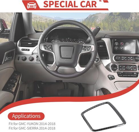 Center Consoles Steering Wheel Cover fit for GMC-Yukon 2014-2018,for GMC-Sierra 2014-2018 Steering Wheel Trim Interior Accessories,Carbon Fiber Finish in Saudi Arabia