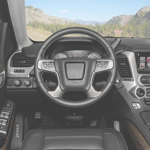 Center Consoles Steering Wheel Cover fit for GMC-Yukon 2014-2018,for GMC-Sierra 2014-2018 Steering Wheel Trim Interior Accessories,Carbon Fiber Finish in Saudi Arabia