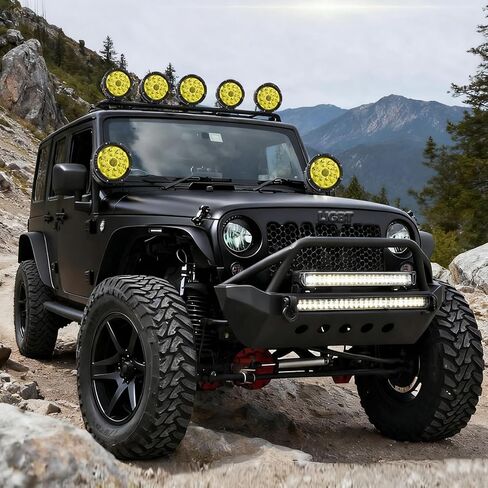 LIGBT 2PCS 5 Inch White Round LED Offroad Driving Lights with Amber DRL 55W 5 Modes Super Bright Spot Beam Spotlights LED Fog Light Pods for Truck Pickup ATV UTV SUV in Saudi Arabia