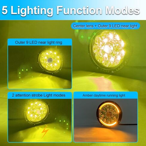 LIGBT 2PCS 5 Inch White Round LED Offroad Driving Lights with Amber DRL 55W 5 Modes Super Bright Spot Beam Spotlights LED Fog Light Pods for Truck Pickup ATV UTV SUV in Saudi Arabia