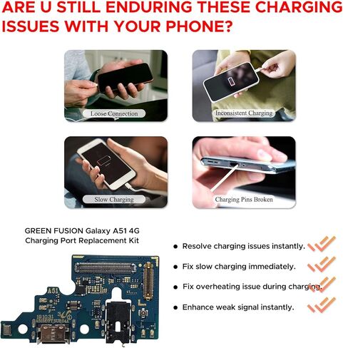 Charging Port Replacement Kit Compatible with Galaxy S22+ Plus US Version, Dock Board USB-C Connector Only for S22 SM-S906U, SM-S906U1, SM-S906W, with Instruction Manual, Toolkit in Kuwait