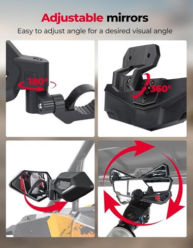 مرايا جانبية زنبركية من KEIMOTO بتصميم العلم الأمريكي ومرآة رؤية خلفية محدبة متوافقة مع Polaris RZR PRO XP (2020-2025 2026) وRZR XP 1000/XP 4 1000 (2024-2025 2026)، استبدال # 2883762 2883763 in Saudi Arabia