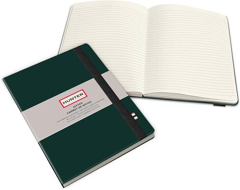Hunter - دفتر ملاحظات Jotter، مجلة مبطنة مقاس 10 بوصة × 7 بوصة مع 208 صفحة بحجم B5 للعمل والمذكرات والكتابة وتدوين الملاحظات، شريط مطاطي وجيب داخلي للملاحظات السائبة، أوراق مرقمة، أخضر غابي in Kuwait