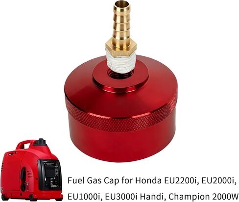 Fuel Gas Cap for Honda EU2200i EU2000i EU1000i EU3000i Handi, Champion 2000W, Westinghouse 2200W WH2200iXLT Generators, Upgraded Extended Run Red Aluminum Gas Cap with Brass Hose Fitting in Saudi Arabia