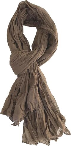 Belsen Summer Cotton Blend Crinkle Vintage Soft Scarf Fashion Solid Scarf Wrap Shawl in Kuwait