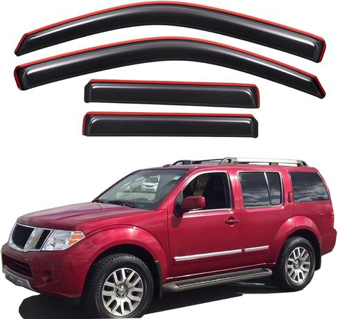 Lightronic WV94512 Outside-Mount Side Window Visors Deflectors Vent Rain Guards, Dark Smoke, 4-Pieces Set, Fits 2005-2012 Nissan Pathfinder in Saudi Arabia