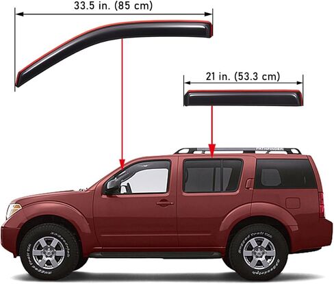 Lightronic WV94512 Outside-Mount Side Window Visors Deflectors Vent Rain Guards, Dark Smoke, 4-Pieces Set, Fits 2005-2012 Nissan Pathfinder in Saudi Arabia