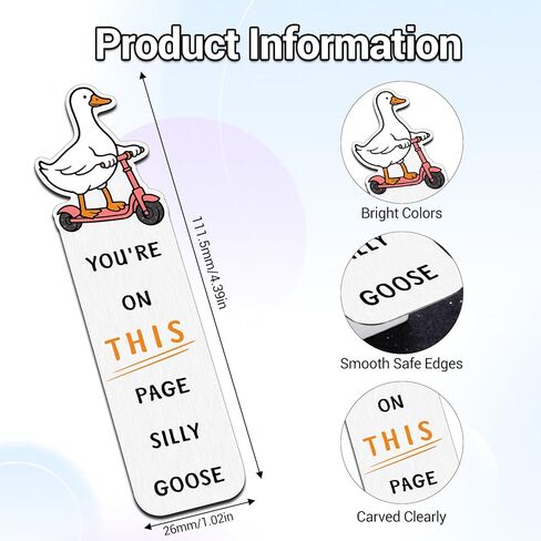 Silly Goose Bookmarks Funny Bookmarks for Women Girls Kids - Book Marks for Reading Kids Women Men, Cute Bookmark Book Gifts for Books Lovers, Bookish Gifts Stocking Stuffers for Teen Girls Boys in Saudi Arabia