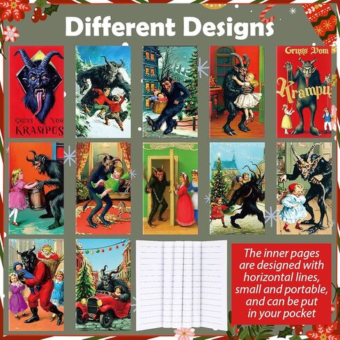 120 قطعة من هدايا عيد الميلاد Krampus ديكور Gothmas باللون الأسود القوطية زينة عيد الميلاد Krampus تتضمن دفاتر ملاحظات صغيرة وإشارات مرجعية وأقلام حبر جاف وحقائب أورجانزا سوداء لمفضلات حفلات المكتب in Saudi Arabia