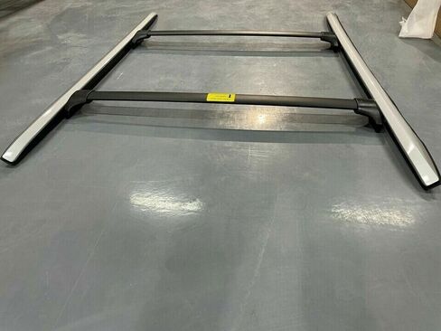 【مخزون الولايات المتحدة】 4 قطع من العارضة لحامل السقف تناسب Acura MDX 2014 2015 2016 2017 2019 2019 2020 2021 حامل السكك الحديدية الجانبية للسقف والقضبان المتقاطعة للبضائع، وقضبان الرف، وقضبان رف الأمتعة، فضي وأسود in Kuwait