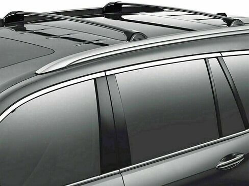 【مخزون الولايات المتحدة】 4 قطع من العارضة لحامل السقف تناسب Acura MDX 2014 2015 2016 2017 2019 2019 2020 2021 حامل السكك الحديدية الجانبية للسقف والقضبان المتقاطعة للبضائع، وقضبان الرف، وقضبان رف الأمتعة، فضي وأسود in Kuwait